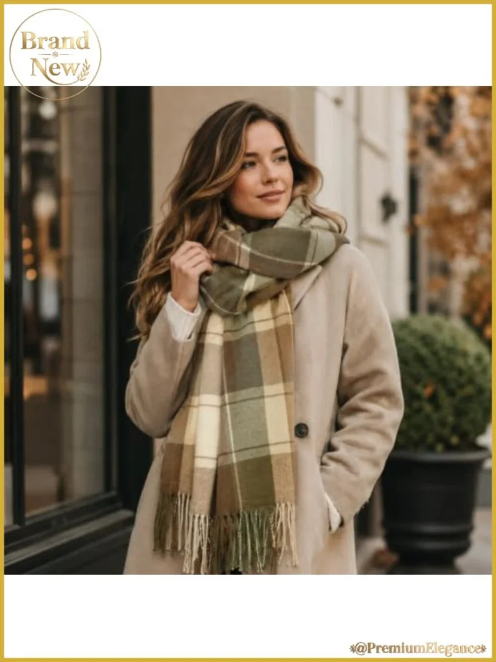 Womens Plaid Winter Scarf Large Tassel Shawl Wrap Soft Polyester Blanket